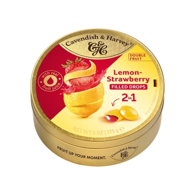 CAVENDISH & HARVEY захарни бонбони дропс дабъл лимон с ягодов пълнеж