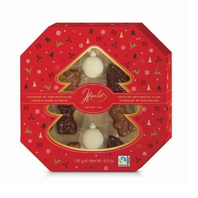 HAMLET шоколадова бонбониера ЗИМНА АСОРТИ - КОЛЕДНО ДЪРВО лешников пълнеж