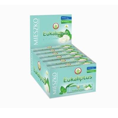 Захарни бонбони МИЕШКО Твърди ЕВКАЛИПТ Стик (Дисплей - 24бр.)