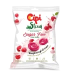 Cipi Stevia Raspberry & Cream - твърди бонбони без захар с вкус на малина и сметана, изомалт и стевия, 75 г. Без глутен. Подходящи за диабетици. За консумация и търговски обекти.